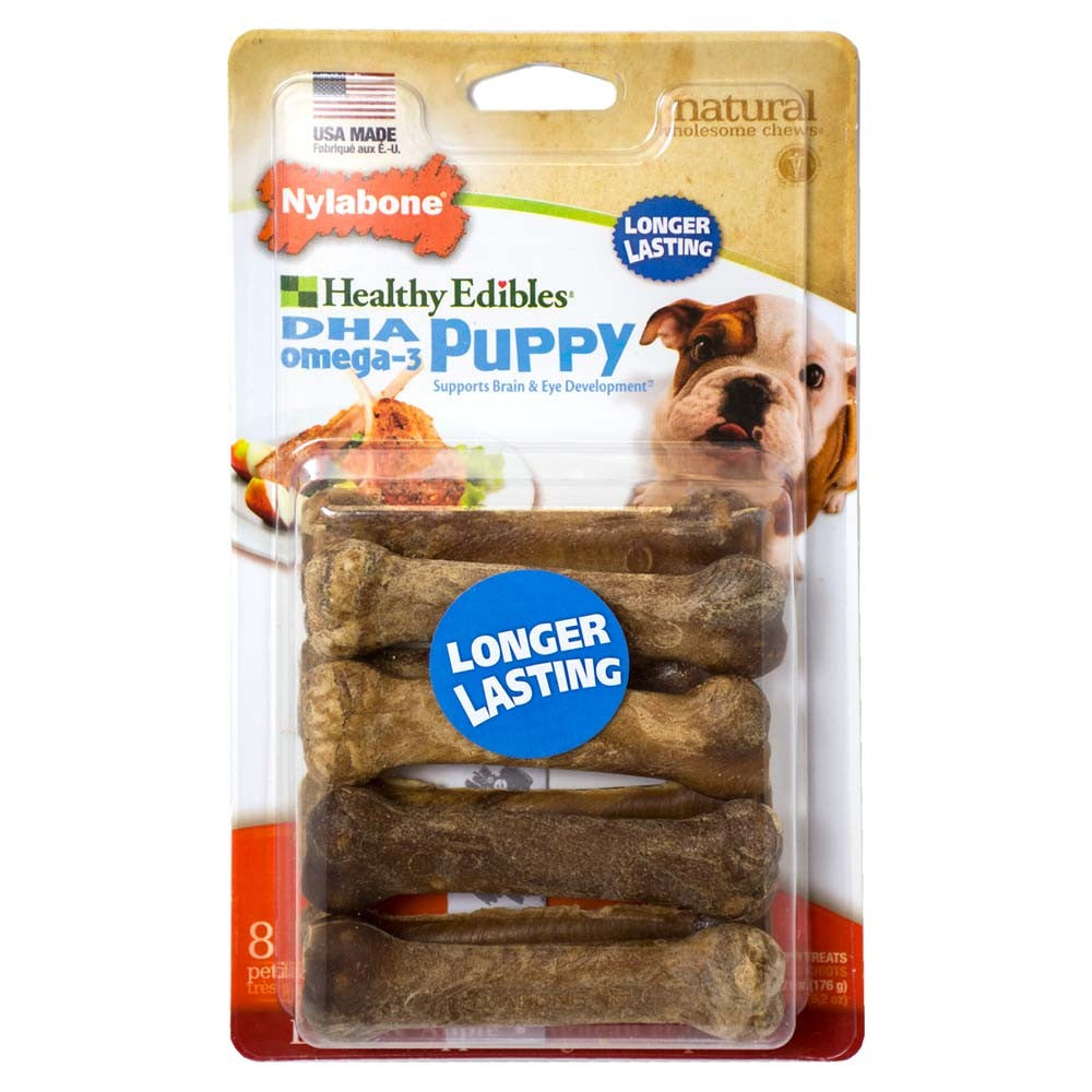 Nylabone Healthy Edibles Puppy Natural Long Lasting Dog Chew Treats Lamb & Apple 1ea/XS - Up To 15 lb, 8 ct