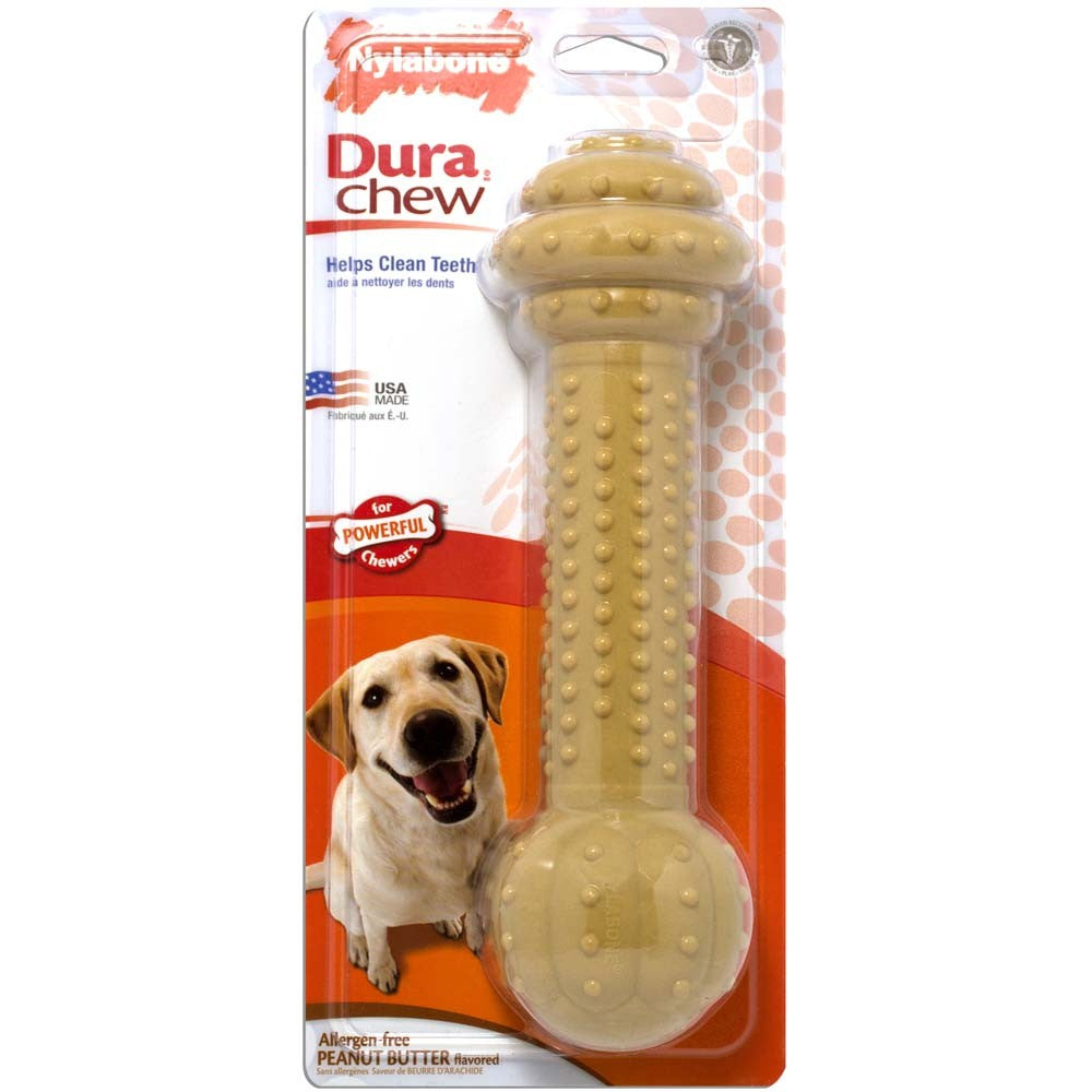 Nylabone Barbell Power Chew Durable Dog Toy Peanut Butter 1ea/XXL Monster - 50++ lb
