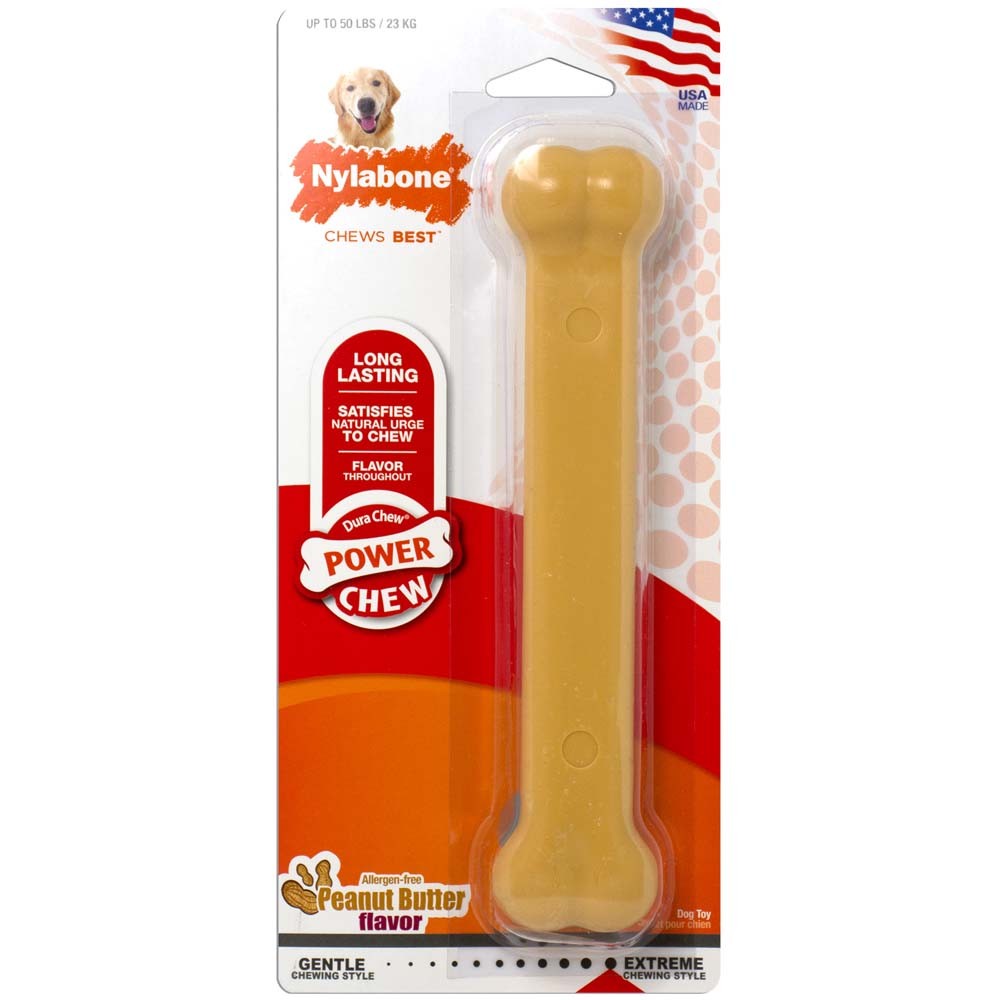 Nylabone Power Chew Durable Dog Toy Peanut Butter 1ea/Large - Up To 50 lb