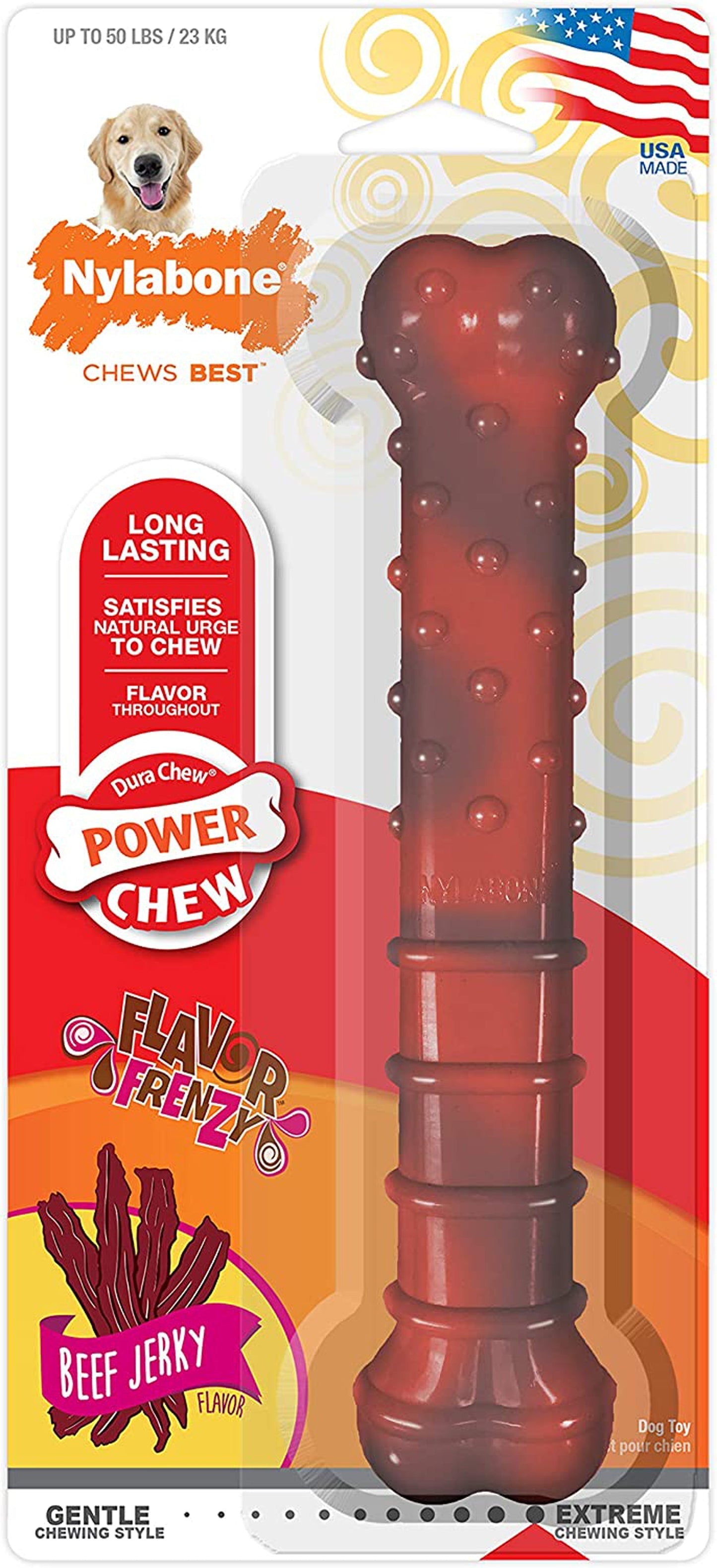 Nylabone Flavor Frenzy Power Chew Dog Toy Beef Jerky 1ea/Large - Up To 50 lb