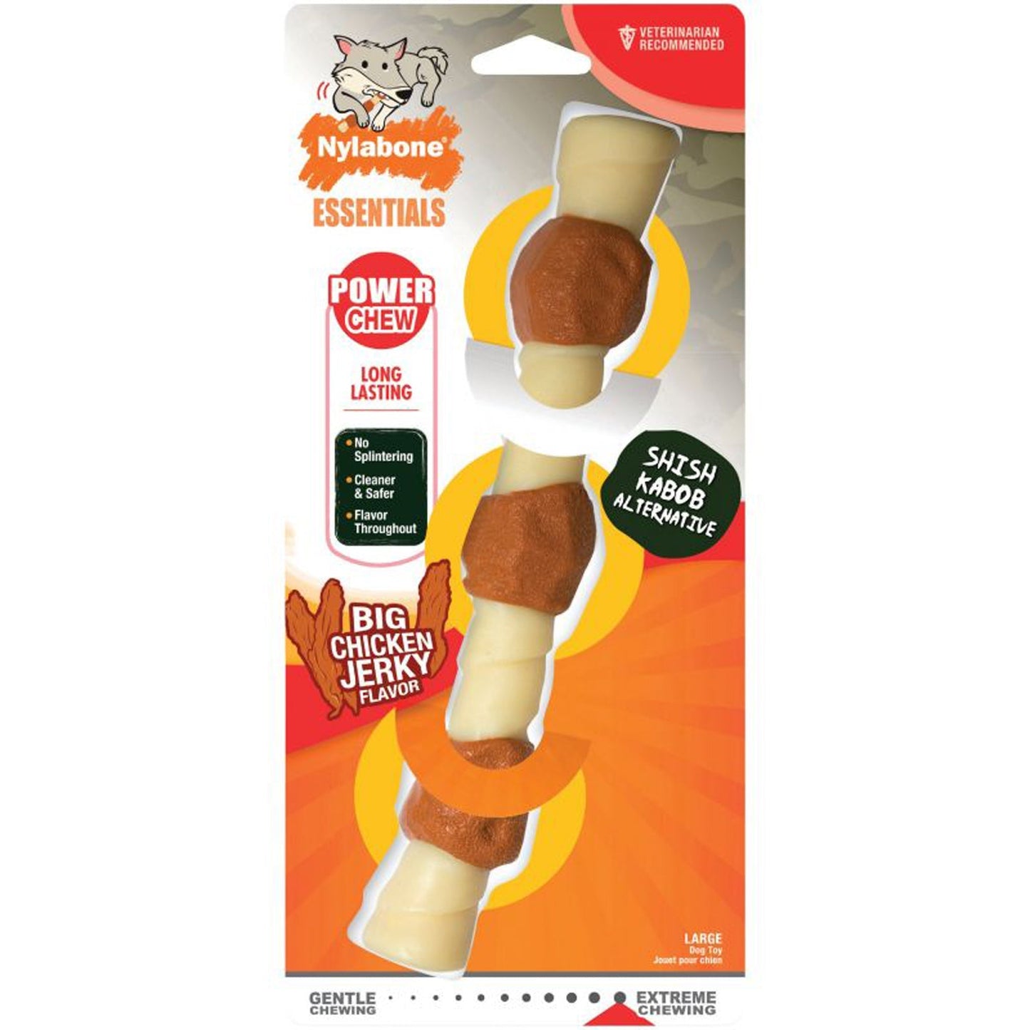 Nylabone Power Chew Shish Kabob Alternative Nylon Chew Toy Chicken Jerky 1ea/Large - Up To 50 lb