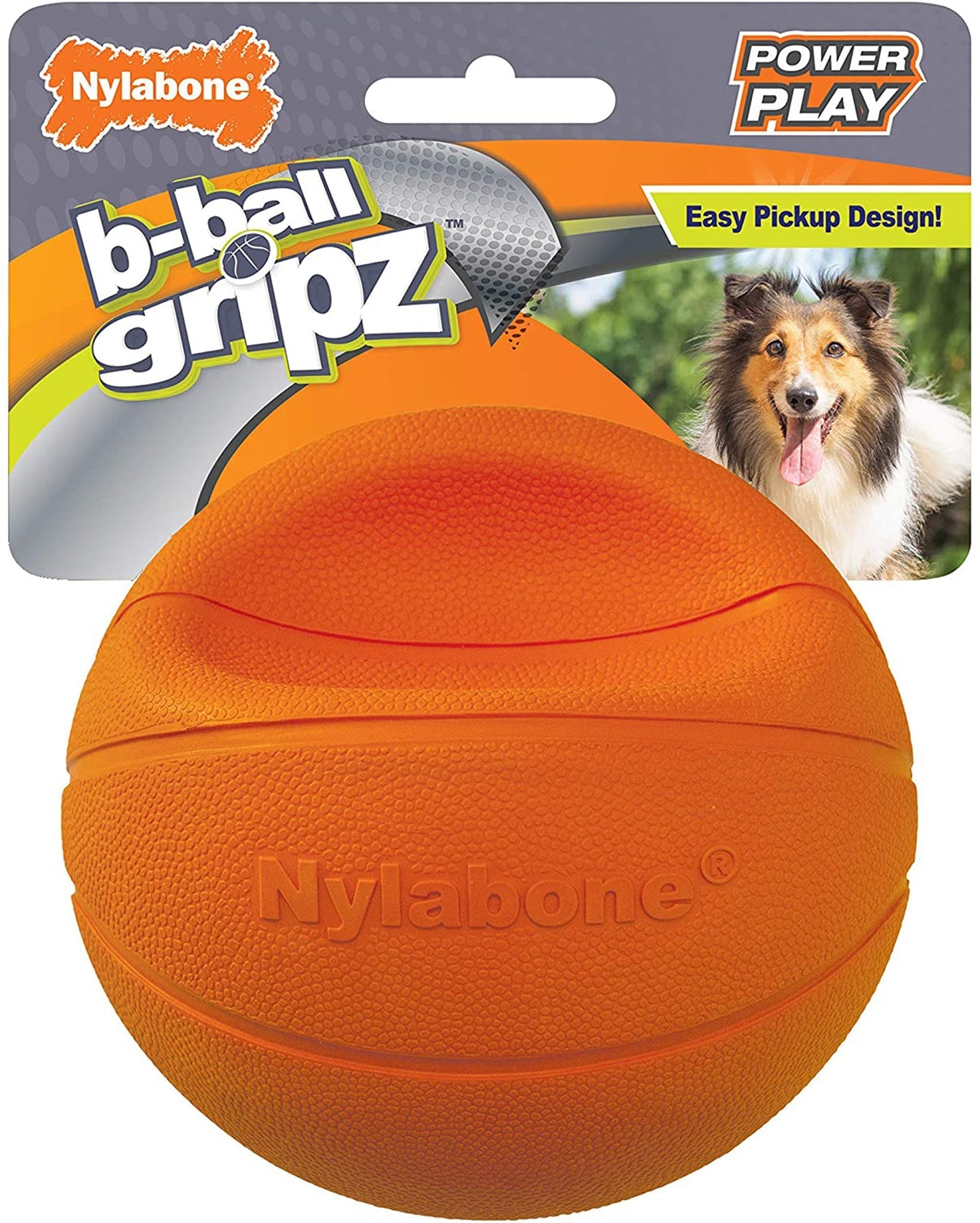Nylabone Power Play Dog Basketball B-Ball Gripz 1ea/Medium