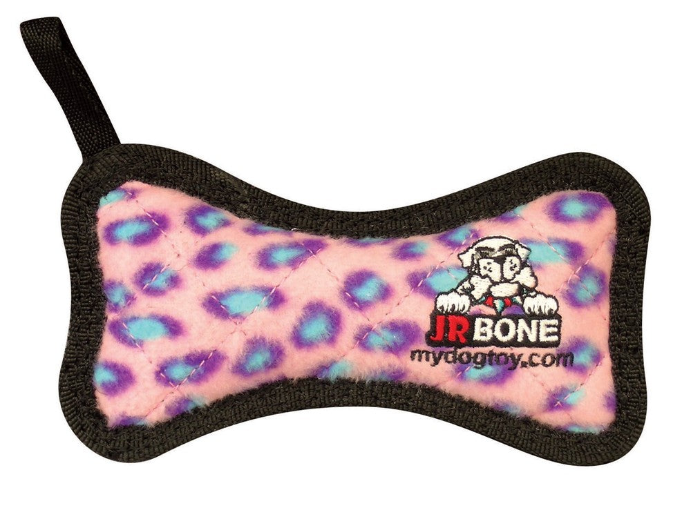 Tuffy Jr Bone Durable Dog Toy Pink Leopard 1ea/6,2 in