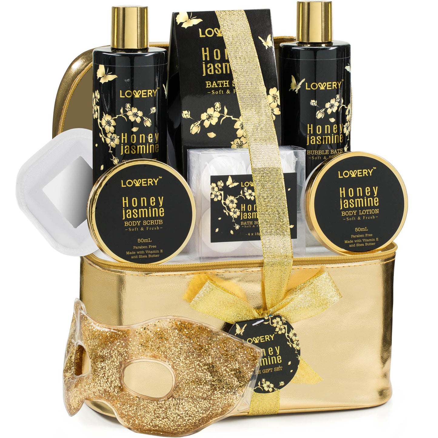 Honey Jasmine Spa Gift Set - 12Pc Cosmetic Bag Kit