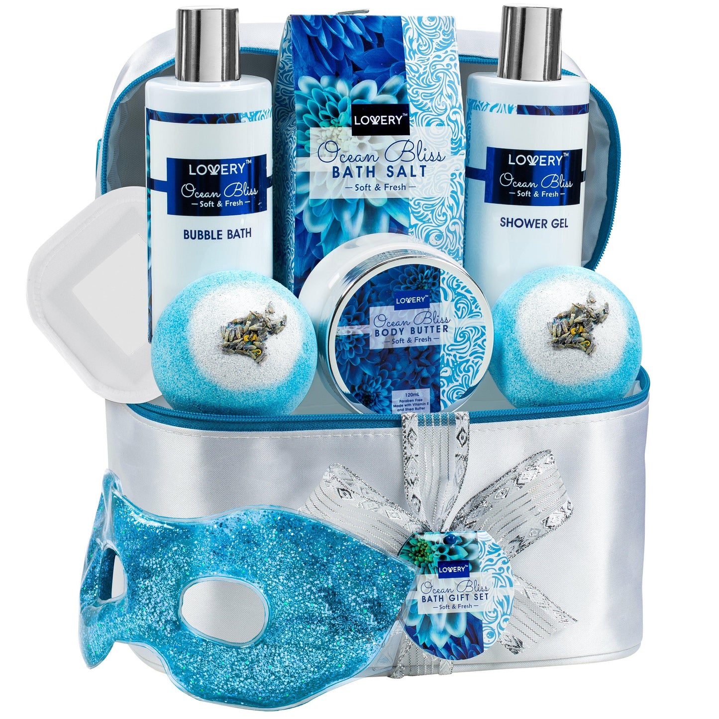 Ocean Bliss Bath Gift Set - 9Pc Cosmetic Bag Set