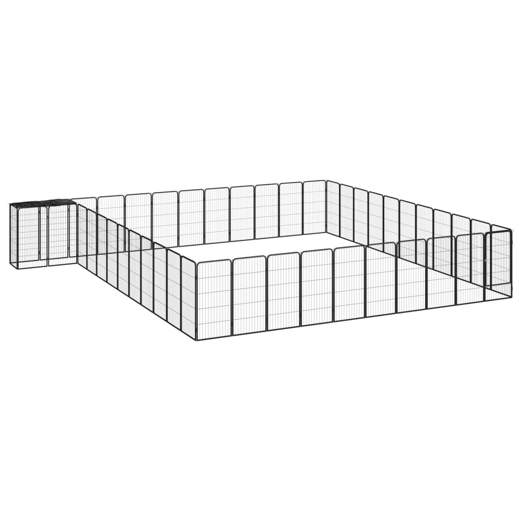 Dog Playpen 6 Panels Black 19.7"X39.4" Powder-Coated Steel