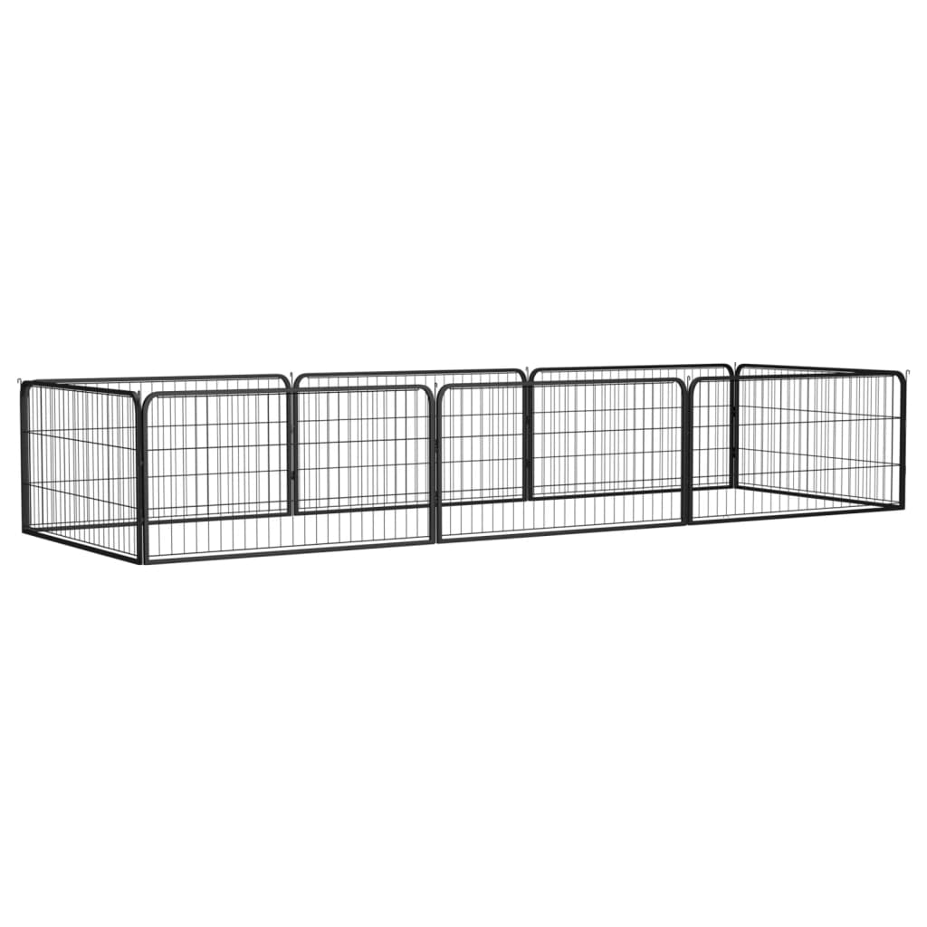 Dog Playpen 4 Panels Black 39.4"X19.7" Powder-Coated Steel
