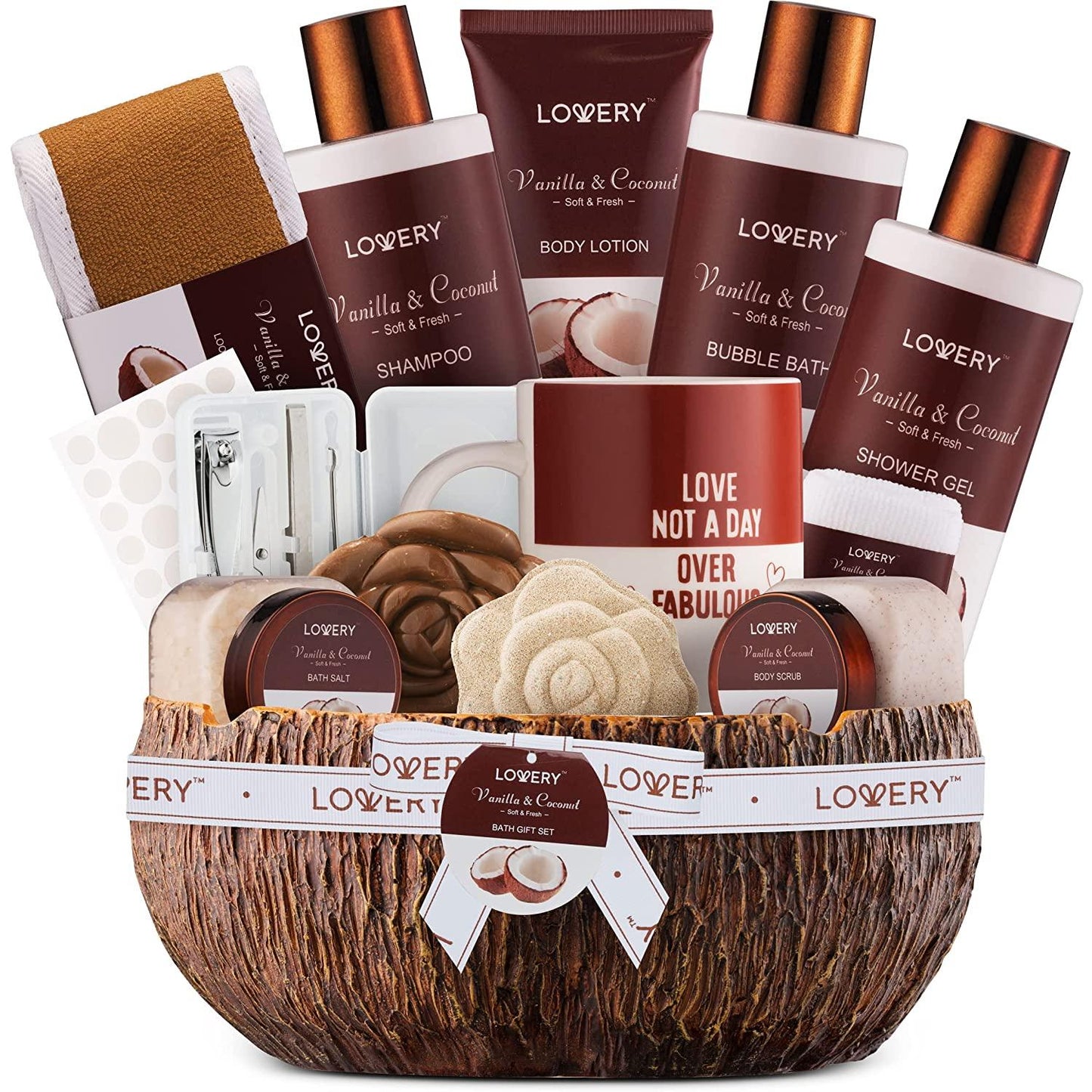 Coconut Bath Gift Set - 20Pc Spa Kit with Ashtray