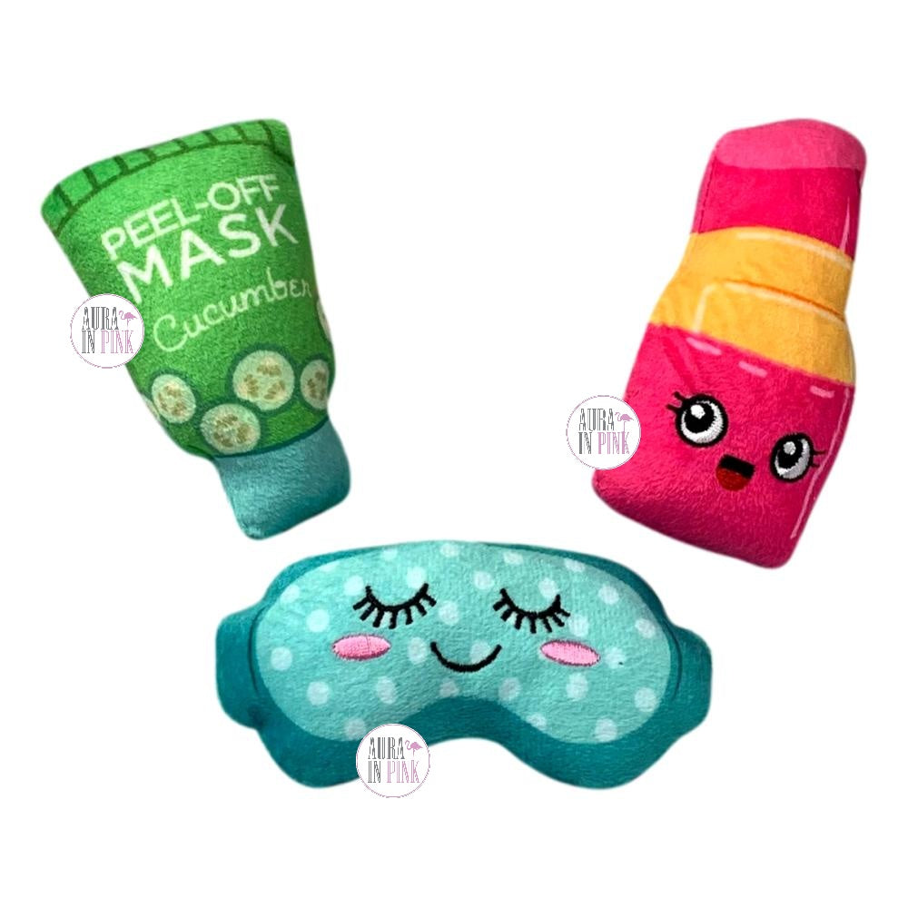 Fringe Toybox Spa-Tacular Mini Squeaky Plush 3-Pc Dog Toy Set