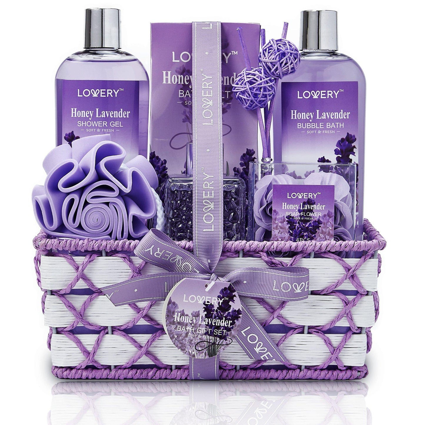 Honey Lavender Home Bath Gift Set -15Pc Relaxation Gifts