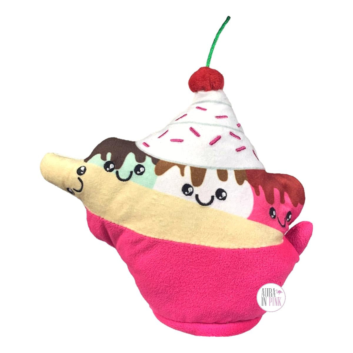 Macbeth Collection Puptown Chic Sweet Treats Ice Cream Sundae Squeaky Plush Dog Toy
