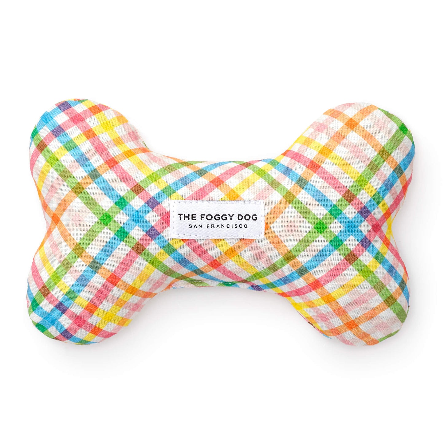 Rainbow Gingham Dog Squeaky Toy