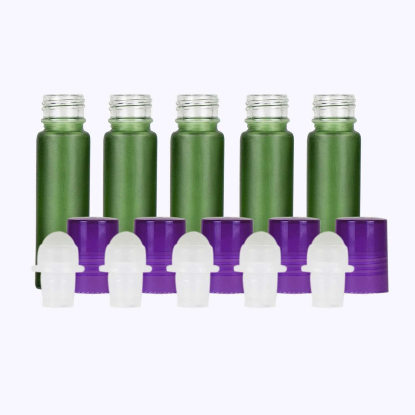 10 ml Green Frosted Glass Roller Bottles (Pack of 5) Glass Roller Bottles Your Oil Tools Purple Glass
