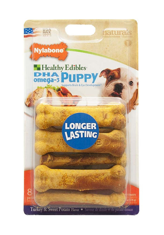 Nylabone Healthy Edibles Puppy Chew Treats Turkey & Sweet Potato 1ea/XS - Up To 15 lb, 8 ct