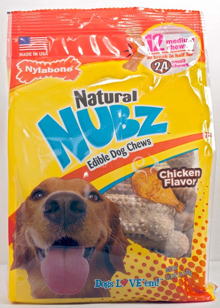 Nylabone Natural Nubz Chicken Dog Treats Chicken 1ea/Large - Up To 50 lb, 12 ct