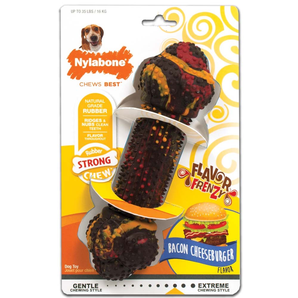 Nylabone Flavor Frenzy Strong Chew Toy Dog Toy Bacon & Cheeseburger 1ea/Medium - Up To 35 lb