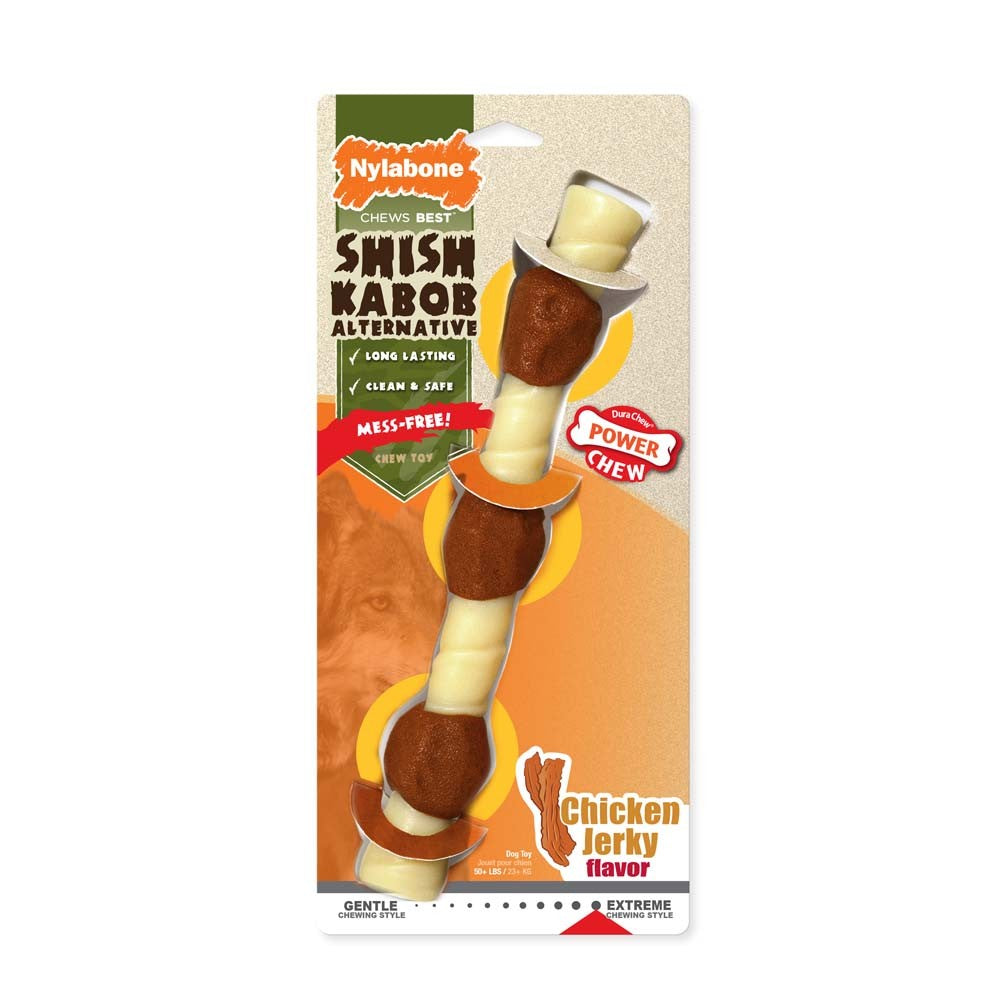 Nylabone Power Chew Shish Kabob Alternative Nylon Chew Toy Chicken Jerky 1ea/Giant - Up To 50 lb