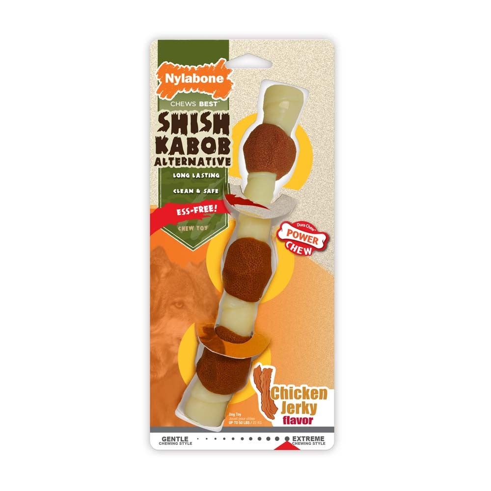 Nylabone Power Chew Shish Kabob Alternative Nylon Chew Toy Chicken Jerky 1ea/XL - 50+ lb