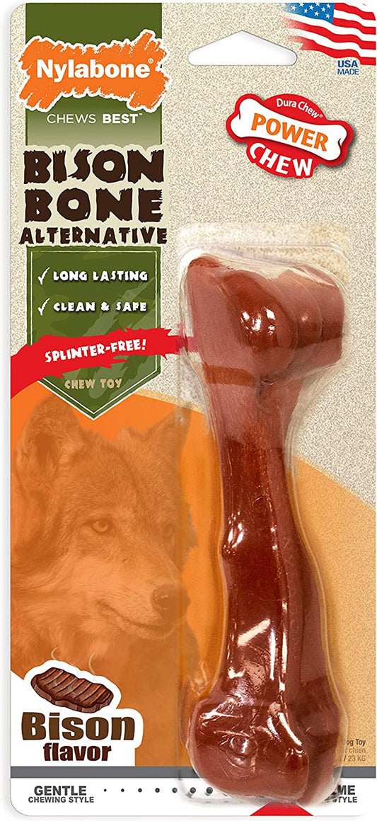 Nylabone Power Chew Bison Bone Alternative Nylon Chew Toy Bison 1ea/Large - Up To 50 lb
