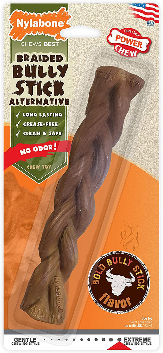 Nylabone Power Chew Alternative Braided Bully Braid Stick Bully Stick 1ea/Large - Up To 50 lb