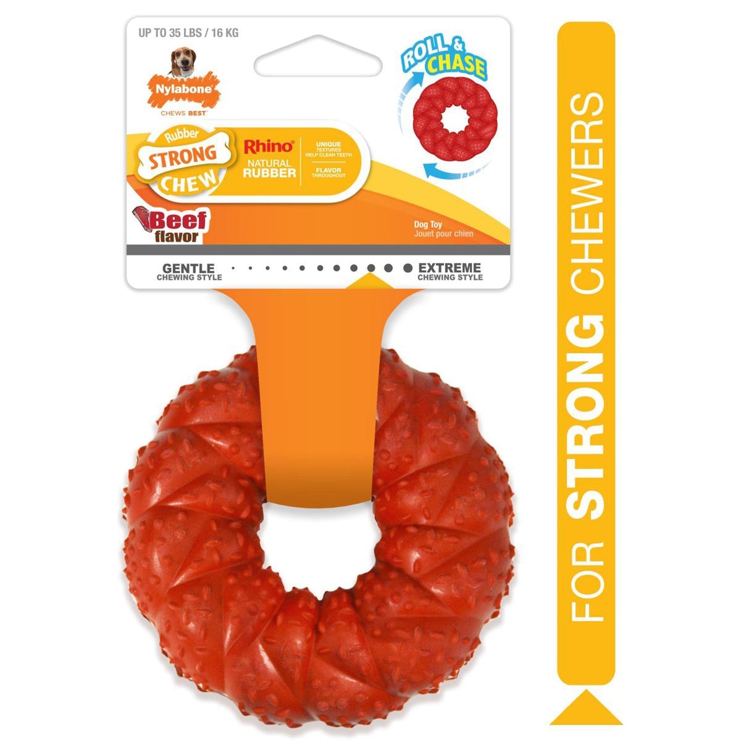 Nylabone Strong Chew Ring Braided Chew Toy for Dogs Beef 1ea/Medium - Up To 35 lb
