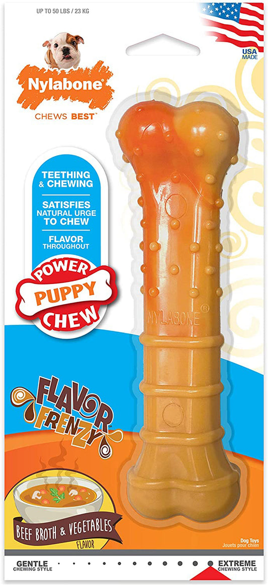 Nylabone Puppy Power Textured Nylon Puppy Chew Toy Beef & Vegetable 1ea/Large - Up To 50 lb