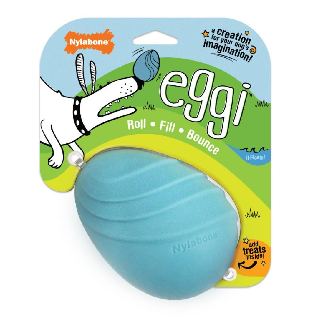 Nylabone Creative Play Eggi Dog Treat Toy Blue 1ea/Large