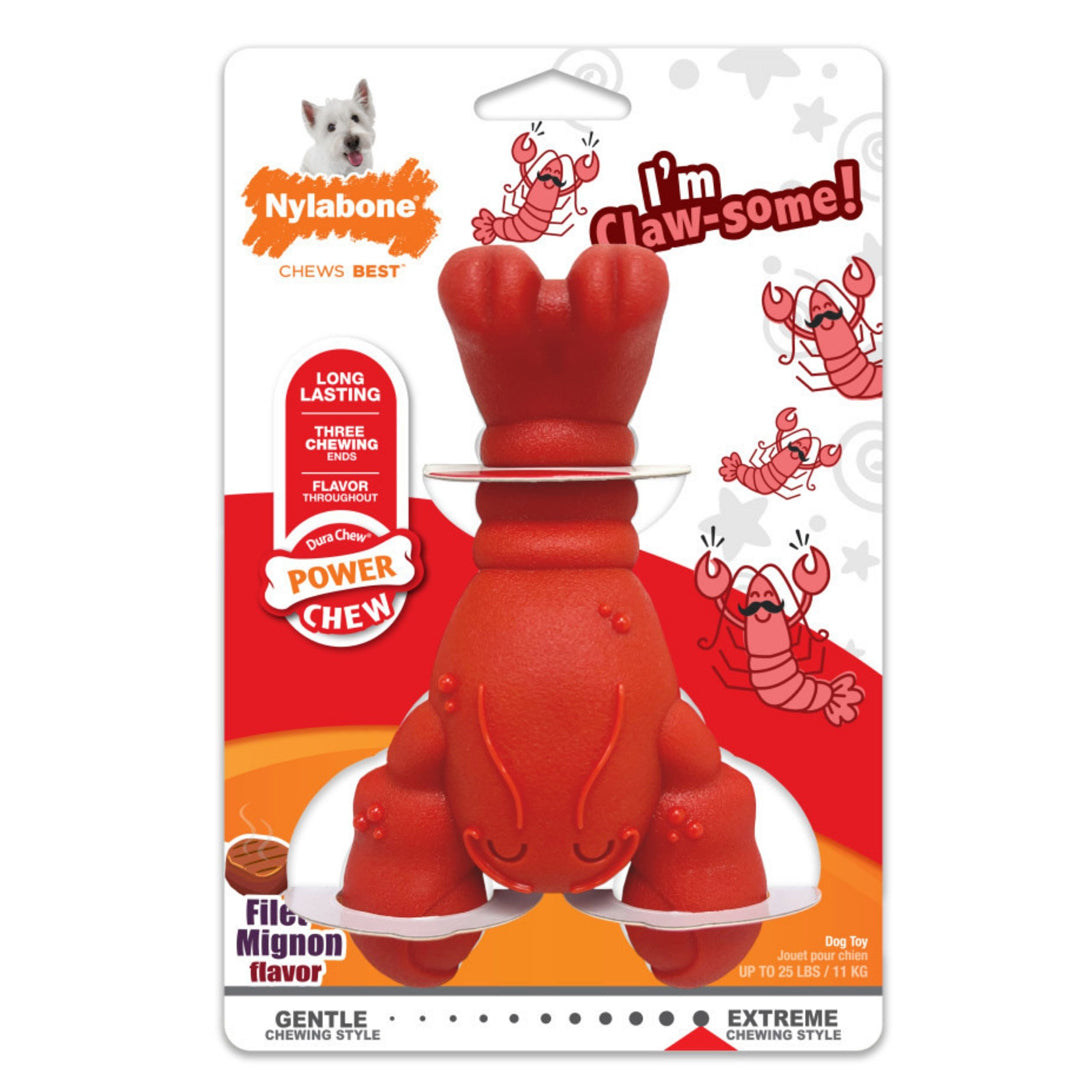 Nylabone Power Chew Lobster Dog Toy Filet Mignon 1ea/Medium - Up To 35 lb