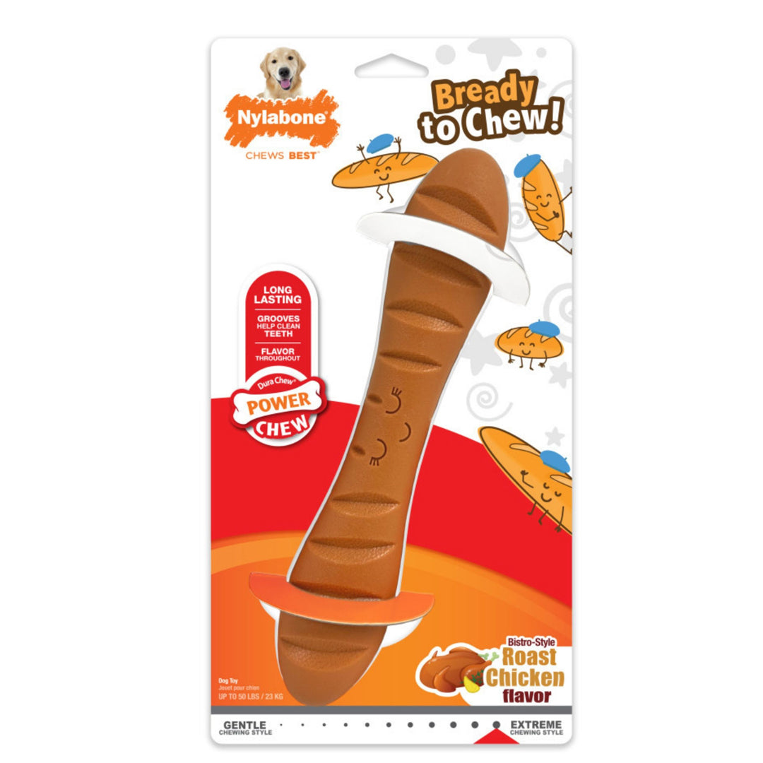 Nylabone Power Chew Baguette Dog Toy Chicken 1ea/Large - Up To 50 lb
