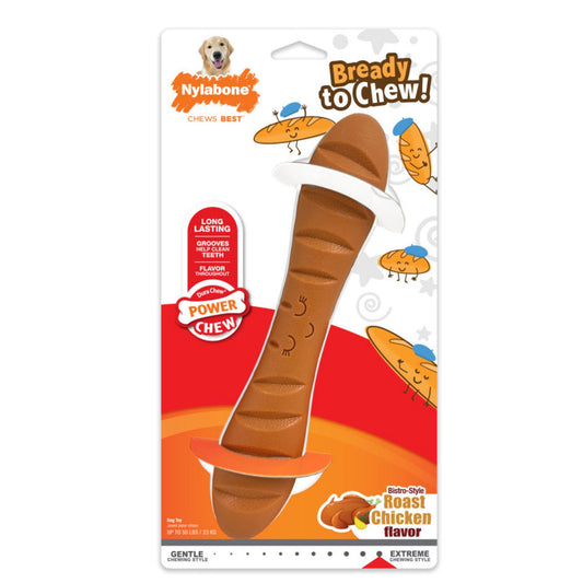 Nylabone Power Chew Baguette Dog Toy Chicken 1ea/Large - Up To 50 lb