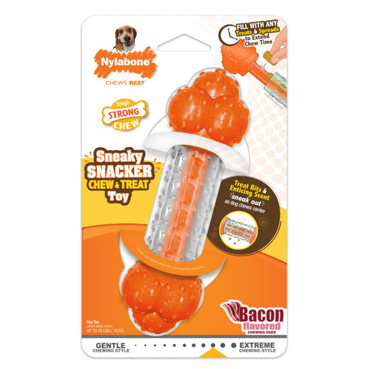 Nylabone Sneaky Snacker Dog Treat Toy Bacon Sneaky Snacker 1ea/Medium - Up To 35 lb