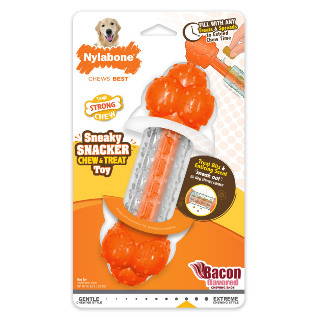 Nylabone Sneaky Snacker Dog Treat Toy Bacon Sneaky Snacker 1ea/Large - Up To 50 lb