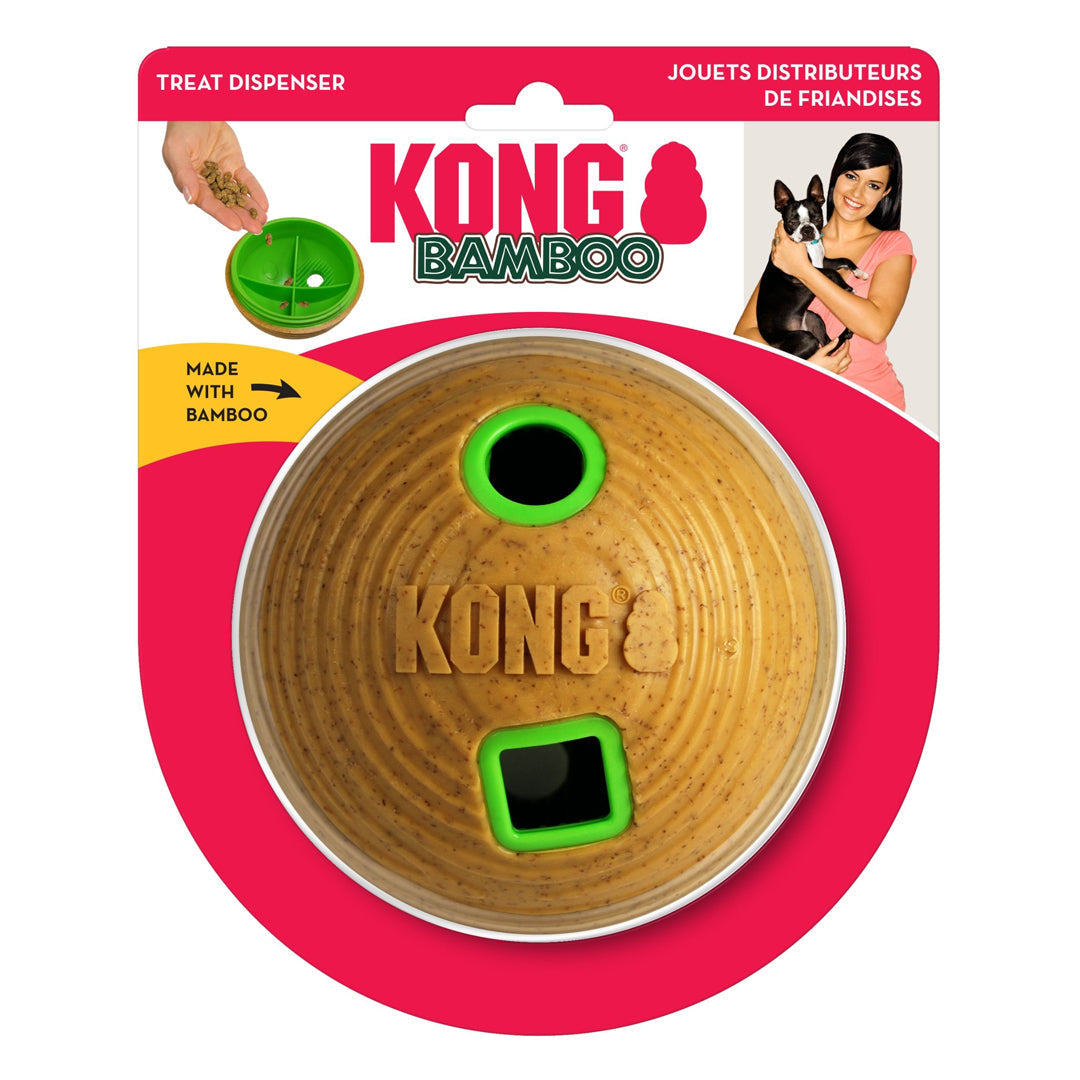 KONG Bamboo Treat Dispenser Ball Dog Toy Tan 1ea/MD, 4,75 in