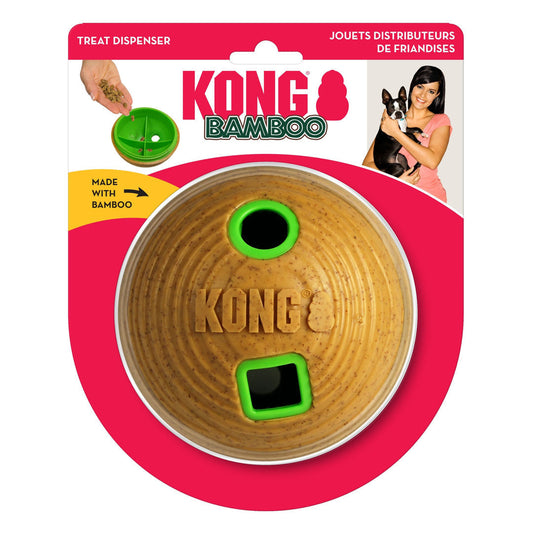 KONG Bamboo Treat Dispenser Ball Dog Toy Tan 1ea/MD, 4,75 in