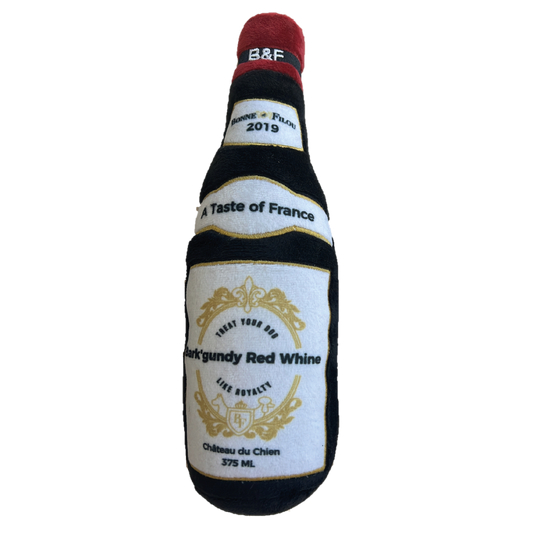 Wine Bottle Squeaky Dog Plush Toy (Bark'gundy Red Whine) by Bonne et Filou