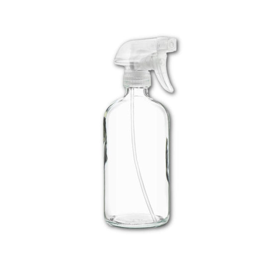 16 oz Clear Glass Bottle w/ Natural Trigger Sprayer
