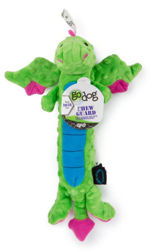 goDog Dragons Skinny Dog Toy with Chew Guard Technology Plush Squeaker 1ea/LG