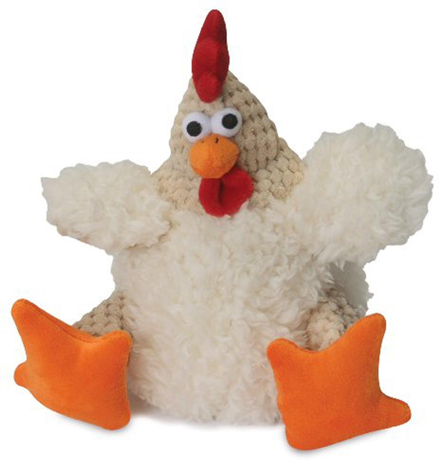 goDog Checkers Rooster with Chew Guard Technology Tough Plush Dog Toy White 1ea/SM
