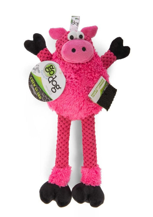 goDog Checkers Skinny Durable Plush Dog Toy Pig 1ea/SM