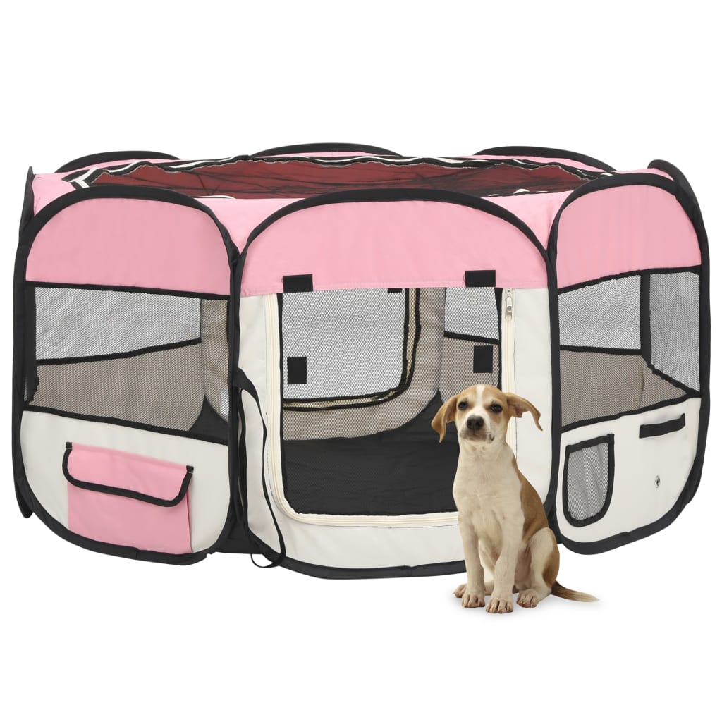Foldable Dog Playpen With Carrying Bag