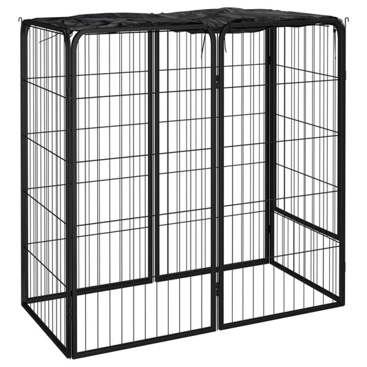 Dog Playpen 6 Panels Black 19.7&quot;X39.4&quot; Powder-Coated Steel
