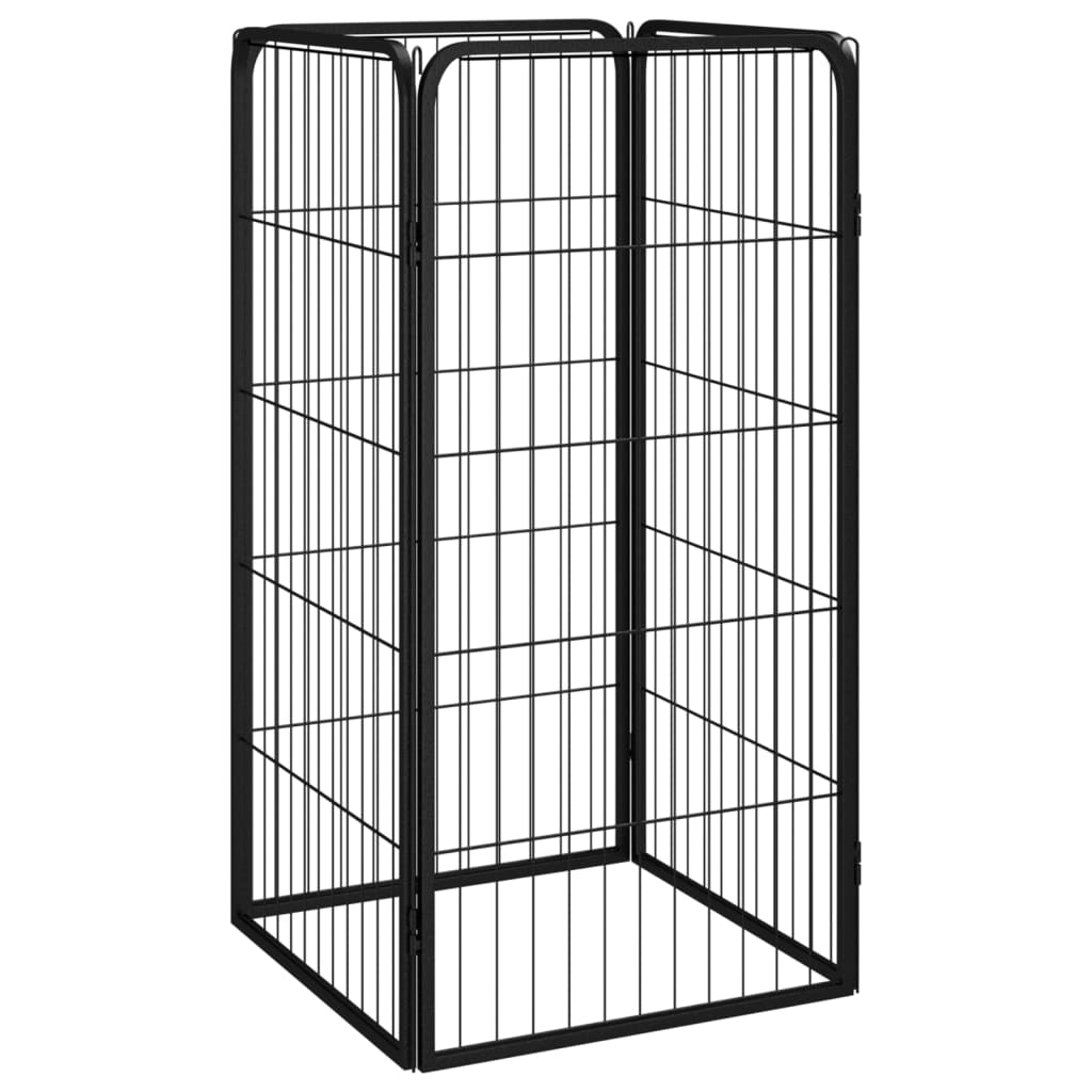 Dog Playpen 4 Panels Black 19.7&quot;X39.4&quot; Powder-Coated Steel
