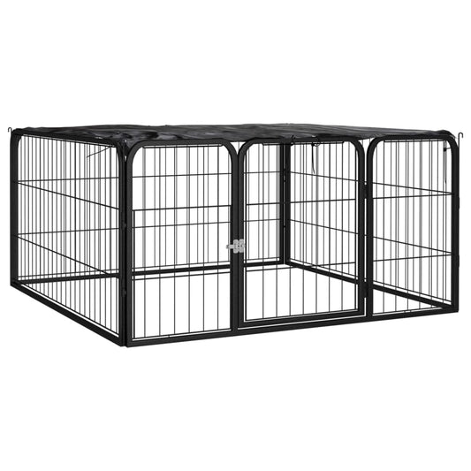 Dog Playpen 4 Panels Black 39.4&quot;X19.7&quot; Powder-Coated Steel