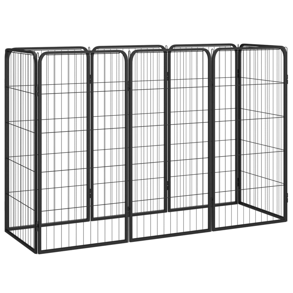 Dog Playpen 4 Panels Black 19.7&quot;X39.4&quot; Powder-Coated Steel