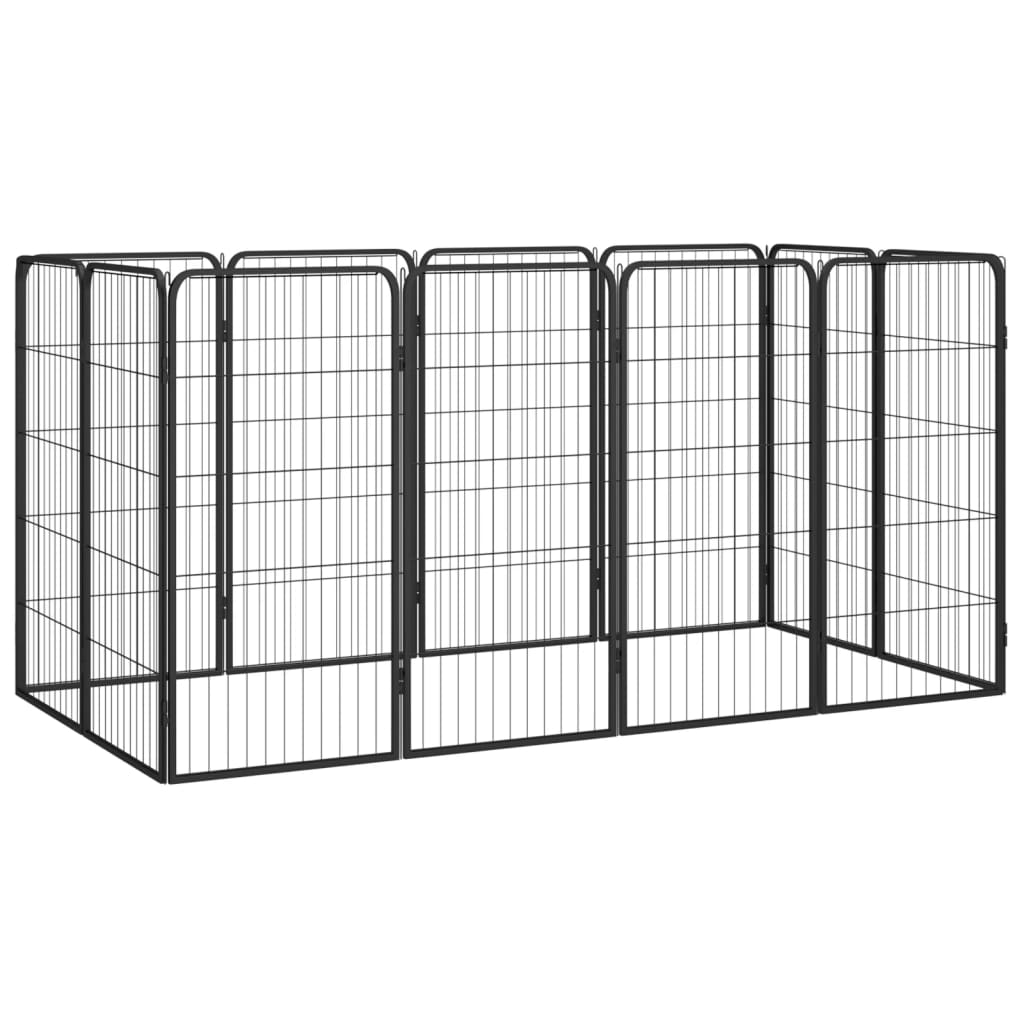 Dog Playpen 4 Panels Black 19.7&quot;X39.4&quot; Powder-Coated Steel
