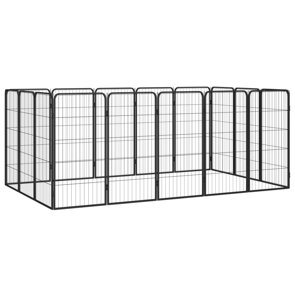 Dog Playpen 4 Panels Black 19.7&quot;X39.4&quot; Powder-Coated Steel
