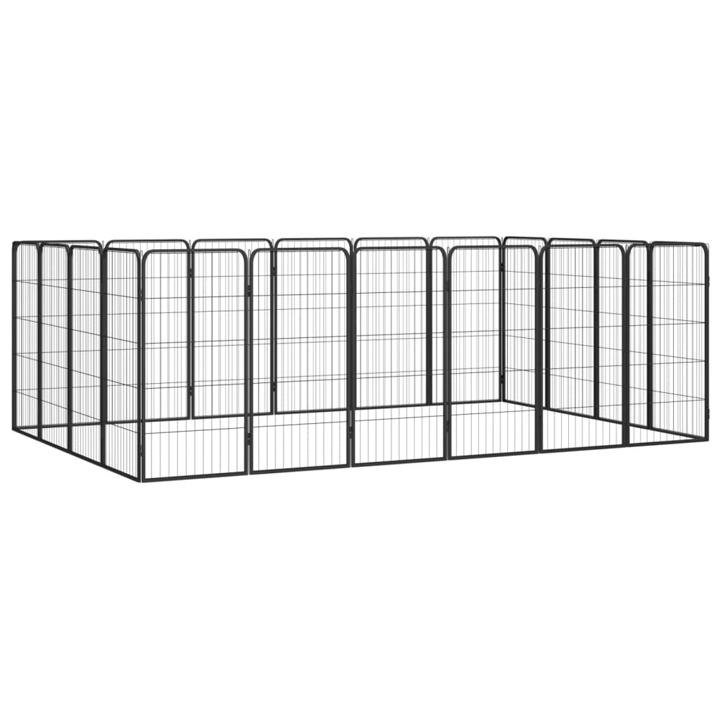 Dog Playpen 4 Panels Black 19.7&quot;X39.4&quot; Powder-Coated Steel