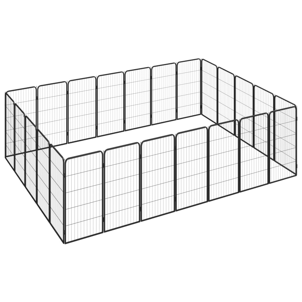 Dog Playpen 4 Panels Black 19.7&quot;X39.4&quot; Powder-Coated Steel
