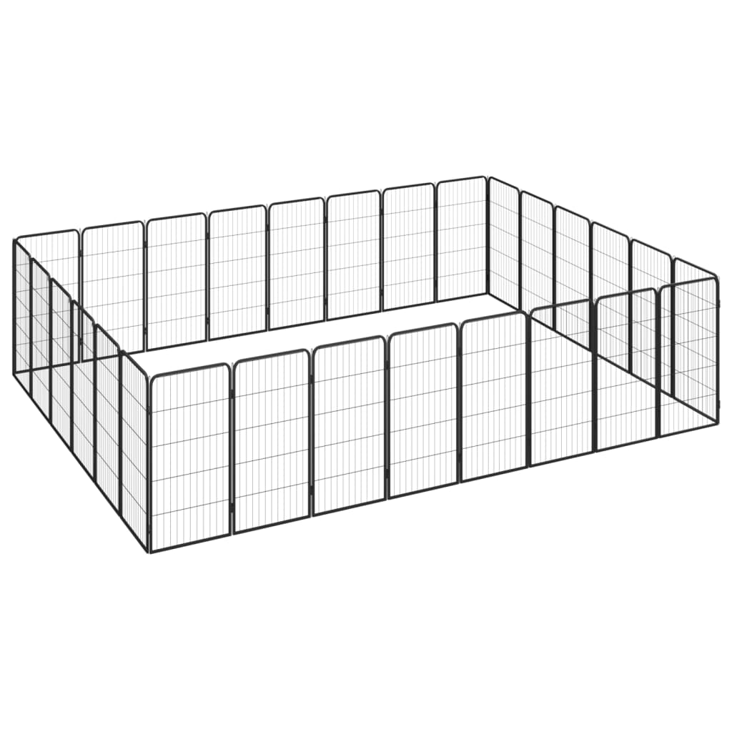 Dog Playpen 4 Panels Black 19.7&quot;X39.4&quot; Powder-Coated Steel