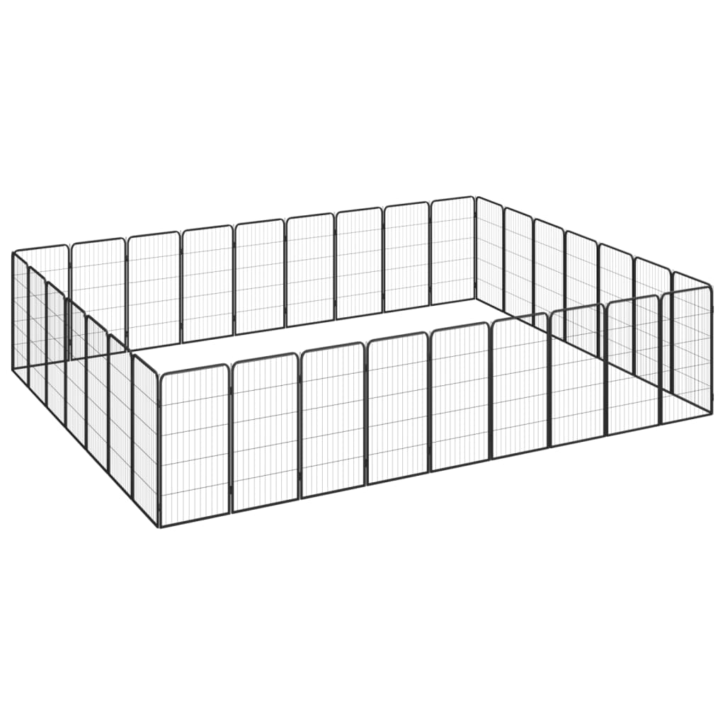 Dog Playpen 4 Panels Black 19.7&quot;X39.4&quot; Powder-Coated Steel
